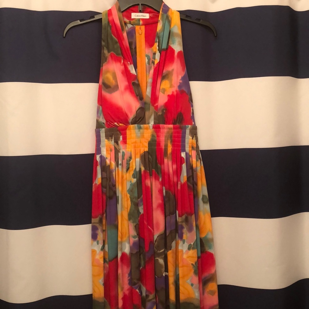 Calvin Klein Colorful Floral Halter Dress